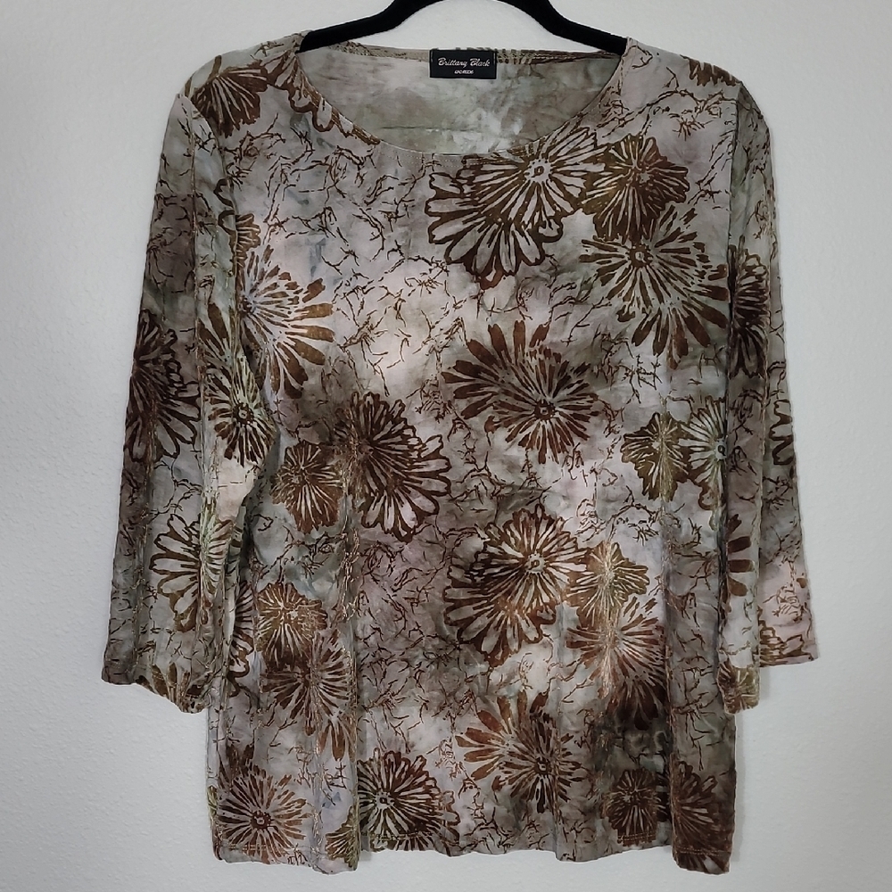 Vintage Brittany Black Womens Burnout Velvet Top Size M/L Brown Y2K Goth